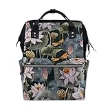 Lotus Ölgemälde-Tasche, Rucksack, große Kapazität, multifunktionale Reisetasche für Mütter und Frauen