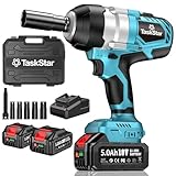 TaskStar Akku-Schlagschrauber, hohes Drehmoment, 1/2 Schlagpistole, mit 2 x 4,0 Ah Batterien, 1400 Nm