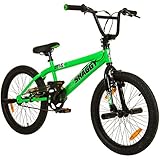 deTOX 20 Zoll BMX Big Shaggy Spoked 8 Auswahl + 4 Pegs inkl, Farbe:Grün Schwarz