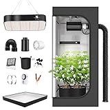 TOPRON Growzelt Komplettset Anbau Set mit 200W LED Vollspektrum Grow Lampe Dimmbar, 90x90x180cm GrowZelt Kit Komplettes Hydroponics Grow Tent Complete Set(90x90x180cm)