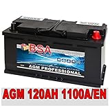 AGM Autobatterie 12V 120AH - 1100A/EN Start Stop ersetzt 105AH 110AH