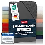 Blumtal® Spannbettlaken 90x200cm - Microfaser - Oekotext zertifizierte Bettlaken - Spannbetttuch 90x200 cm - Bettbezug / Leintuch - Fitted Sheets - Anthrazit