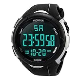 Generisch Herrenuhr Digital Militär Armbanduhr LED Groß Ziffernblatt Uhren fur Herren Wasserdicht Digitaluhr Stoppuhr Datum-Sport Armbanduhr mit Silikonarmband Watch Digitaluhr (C)