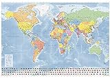 Weltkarte Länder der Erde XXL Poster, 140 x 100 cm, aktuelle Neuauflage, Weltkarte mit Flaggen, deutsche Version