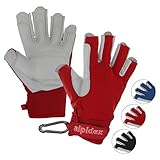 ALPIDEX Klettersteig Handschuhe Unisex Echtleder Kletterhandschuhe Half Finger Gloves Via Ferrata, Größe:M, Farbe:Wild Red