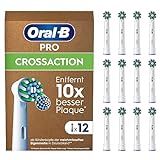 Oral-B Pro CrossAction Aufsteckbürsten für elektrische Zahnbürste, 12 Stück, überlegene Zahnreinigung, X-Borsten, Original Oral-B Zahnbürstenaufsatz, briefkastenfähige Verpackung, Made in Germany