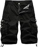 Leward Cargo-Shorts für Herren, Baumwoll-Twill, Outdoorbekleidung, leicht, Schwarz, 48