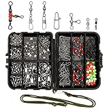 Realure 160 STK/Box Angel Wirbel Kit Angelzubehör Set mit Sortiment Wirbel Karabinerwirbel Snaps Angeln Barrel Triple Angelwirbel Stecker Angeln Perlen Angelkasten für Frischwasser Salzwasser Wirbel