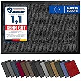 Gentle North Hochwertige Fußmatte grau schwarz 90x150cm groß für Innen & Außen - Schmutzfangmatte rutschfest, waschbar & wetterfest - für Eingangsbereich & Aussenbereich - Läufer Flur dünn