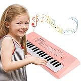 Docam Klavier Keyboard Kinder, 37 Tasten Klavier für Kinder Musikklavier mit Mikrofon Tragbare Elektronische Multifunktions pädagogische Schenk Spielzeuge für 3 4 5 6 Jährige Mädchen Jungen (Rosa)