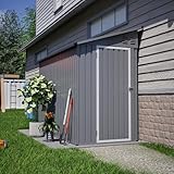 Metall Gartenschuppen, 228,8 x 110,7 x 192,2 cm, Grau, Schiebetür beidseitig montierbar