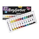 Ideen mit Herz Acrylfarben-Set mit 12 Tuben à 12 ml, 12 Farben, Studio-Qualität | perfekt geeignet für Künstler