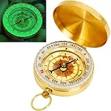 Kompass Outdoor, Compass Goldener Kompass, Portable Wasserdicht Messing Kompass, Taschenkompass mit Leuchtziffern, Kompass für Kinder, Camping und Andere Outdoor Aktivitäten