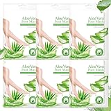 6 Paar Aloe Vera Fussmaske Socken - Feuchtigkeitsspendende Fussmaske Hornhautentfernung - Soften Foot Peeling Mask - Fußmaske für Sehr Trockene Füße - Tägliche Fußpflege für Männer und Frauen