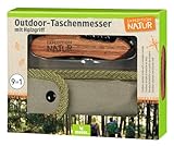 Expedition Natur Outdoor-Taschenmesser mit Holzgriff, 9 in 1 Multifunktionswerkzeug, für Camping und Outdoor, für Kinder ab 8 Jahren, Schwarz-Braun