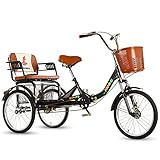 Dreirad mit Rückenlehnensitz, Dreirad für Erwachsene, Lastenkorb, Trike-Fahrrad, Fahrrad für Freizeit, Einkaufen, Herren- und Damenfahrrad, Picknick, Radfahren, Treten