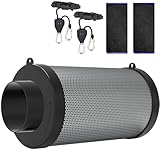 HYDROWE 10,2 cm Luftkohlefilter für Wachstumszelt, Geruchskontrolle mit Australien Virgin Holzkohle für Inline-K-Ventilator, Hydrokultur-Wachstum, Vorfilter im Lieferumfang enthalten