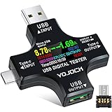 USB Tester Messgerät 2-in-1 USB C Strommessgerät Digital Multimeter Strommesser Power Meter, Spannung Voltmeter, Strom, Leistungskapazität Detektor