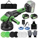 Ginour Poliermaschine Akku 21V mit 2x3Ah Akkus, 900W Bürstenlosen Motor, Exzenter Poliermaschine 15mm 3-Geschwindigkeiten, 2000-6000 RPM, 125mm Polierschwamm
