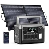 P1000 Plus Tragbares Kraftwerk 1800 W, 1024 Wh Solargenerator mit 100 W Solarpanel, LiFePO4 mit 4 AC-Steckdosen (Spitze 3600 W), Tragbares Kraftwerk für Camping, Wohnmobil, Notfall