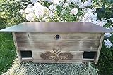Igelfutterhaus 80cm x 40cm x 32cm Igelhotel 18mm Vollholz Witterungsbeständig Labyrintheingang easytouch-Rattenklappe ohne Boden (Edel geflammt, Ohne Fenster, ohne Boden)
