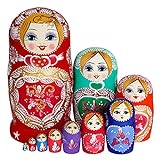 HEZHU 10tlg Russische Matroschka Babuschka Matrjoschka Holz Puppe Kinder Spiezeug Kit