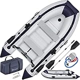 KESSER® Schlauchboot 3,20 m für 4 Personen - Wave Motor geeignet Freizeitboot Paddelboot Motorboot Angelboot - mit 2 Sitzbänken - Alu-Boden Paddel Pumpe Reparaturset & Tasche aufblasbar PVC Grau