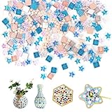 Glasmosaik Glas Mosaiksteine, Mosaiksteine zum Basteln Bunte Bastelsteine Glasmosaiksteine Muggelsteine Bunt für DIY Handwerk Drinnen Draußen Basteln deko, ca.350-380 Stück