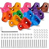 Hyran Klettersteine Kinder Outdoor, 12 Stücke Boulder Griffe, Klettergriffe für Kinder Kletterwand Griffe Mit Befestigungsschrauben für Spielturm und Kletterwand