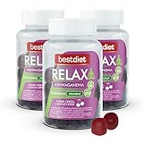BestDiet - Gummies Relax Ashwagandha - Vegan food supplement - gummy candy format - for relaxation - with Dried Ashwagandha Root Extract & Vitamins - Pack 3 jars of 150g