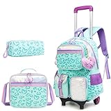 HTgroce Kinder Trolley Rucksack Schultasche Schulranzen Mädchen schultrolleys Schulrucksack Kinderkoffer Rolling Reisegepäck Mehrfachtaschen