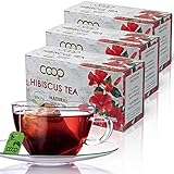 Hibiskustee, Kräutertee -Dank seines hohen Gehalts an Vitamin C wird vor allem als Tonikum und und Erfrischungsgetränk verwendet, 3 Packungen zu 20 Filterbeuteln (60 x 1,5 Gramm), 100% Natural