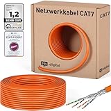 HB-DIGITAL 50m CAT 7 Netzwerkkabel LAN Kabel Verlegekabel Ethernet Installationskabel 10 Gbit/s AWG23 S/FTP - GHMT Zertifiziert - reines Kupfer LSZH BauPVO Klasse Cca Datenkabel Simplex - Orange