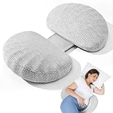 Tinkerz Schwangerschaftskissen zum Schlafen Memory Foam Kissen für Seitenschläfer, Mutterschaftskissen Unterstützung für Rücken, Bauch, Hüfte für Schwangere, tragbare und verstellbare Reisekeilkissen,