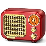 FM Radio mit Bluetooth, Nostalgie Radio Klein mit 1000mAh Wiederaufladbare Batterie, Kleines Radio Weltempfänger Radio, Transistorradio Unterstützt TF/AUX Funktion.(Rot)