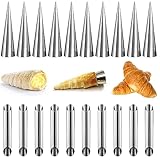 Orssmigs 20er Schaumrollenformen Set Schillerlockenform Aus Edelstahl Cannoli Formen Cannoli Rohre Molds Backcreme Horn Formen Backen für Cannoli-Röhren, Croissant, Backformen