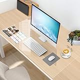 YSWOVUO Schreibtischunterlage Transparent, 90x40x0.15 cm Schreibtischunterlage Durchsichtig, Wasserdichte Schreibtisch unterlage Transparent, PVC-Tischschutz Unterlage für Büro und Zuhause