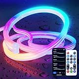 LED Strip 3m, RGB-IC Led streifen zum Selbermachen, Farbwechsel, Musik Sync, arbeitet mit Alexa und Google Assistant, RGB Led Band für Wanddekoration, 2,4 GHz Wifi