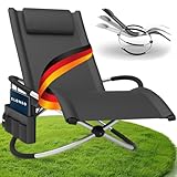 ELONEO Schaukelliege Outdoor mit Tasche, Relaxliege bis 180 kg Belastbarkeit, Schaukelsessel Outdoor, Liegestuhl wetterfest, Sonnenliege für Garten und Balkon, anthrazit