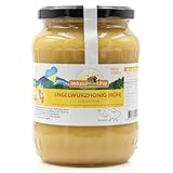 Roher Honig von ImkerPur, nicht geschleudert oder erhitzt, enthält Blütenpollen, Bienenwachs und andere natürliche Bestandteile (1000 g Roher Engelwurzhonig)