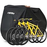 Favoto Fahrradabdeckung Fahrrad Abdeckplane Wasserdicht für 2-3 Fahrräder 210T Oxford-Gewebe Fahrradgarage Fahrrad Plane Schutzhülle Abdeckhaube mit Beutel 200 x 105x 110CM Schwarz