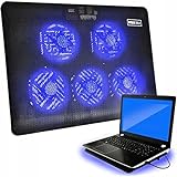 Retoo Laptop Kühlpad mit 5 Lüfter Led 12-15 Zoll Cooling Pad für Verhindere Überhitzung, Laptop-Kühlpad für Notebook, PS3 PS4 PS5 Xbox One, Laptop-Kühler Kühlventilator Schwarz