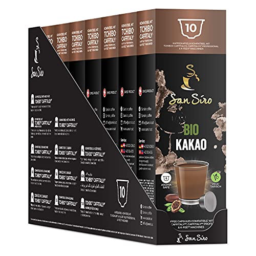 SanSiro Bio Chocolate KAKAO | 80 Kapseln | Kakaokapseln für Tchibo®, Caffitaly®, Caffitaly® professional, K-fee®* Maschinen | Bio Kapselkakao | Nachhaltige Kakaokapseln