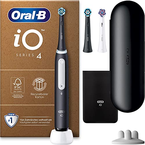 Oral-B iO Series 4 Plus Edition Elektrische Zahnbürste/Electric Toothbrush, PLUS 3 Aufsteckbürsten inkl. Whitening, Magnet-Etui, 4 Putzmodi für Zahnpflege, recycelbare Verpackung, matt black