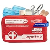 Petex Verbandtasche KFZ-Verbandtasche, rot, aktuelle Norm 2023 Inhalt nach DIN 13164:2022