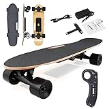 Elektrisches Skateboard mit kabelloser Fernbedienung, 3 einstellbare Geschwindigkeiten, 8 km Reichweite, Höchstgeschwindigkeit 15 km/h, 2 A Batterie, für Erwachsene