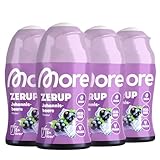 MORE Zerup, Johannisbeere, 4 x 65 ml, für bis zu 32 l Fertiggetränk, zuckerfreier Sirup mit echten Fruchtextrakten, vegan, zero Kalorien - made in Germany