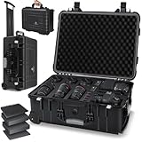 KESSER Kamerakoffer Transportkoffer Fotokoffer Werkzeugkoffer mit Schaumstoff, Hartschalen-Universalkoffer mit Rollen Teleskopgriff, Wasserdicht Trolley, Wetterfest, Stoßfest 56x46x27cm(46L), Schwarz