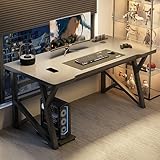 Geräumiger, moderner Computertisch, großer Büro-Arbeitsplatz, Tisch für Zuhause und Arbeitszimmer, stilvoller Schreibtisch für Wohnzimmer und Schlafzimmer, Grau, 100 x 60 cm