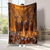 Ypthriline REH Kuscheldecke, Gefallene BläTter Flanell-Mikrofaser Wohndecke - Ultraweiche Ganzjahres-Decke für Bett, Couch & Reisen - Stressabbau & Besserer Schlaf (100x130cm)